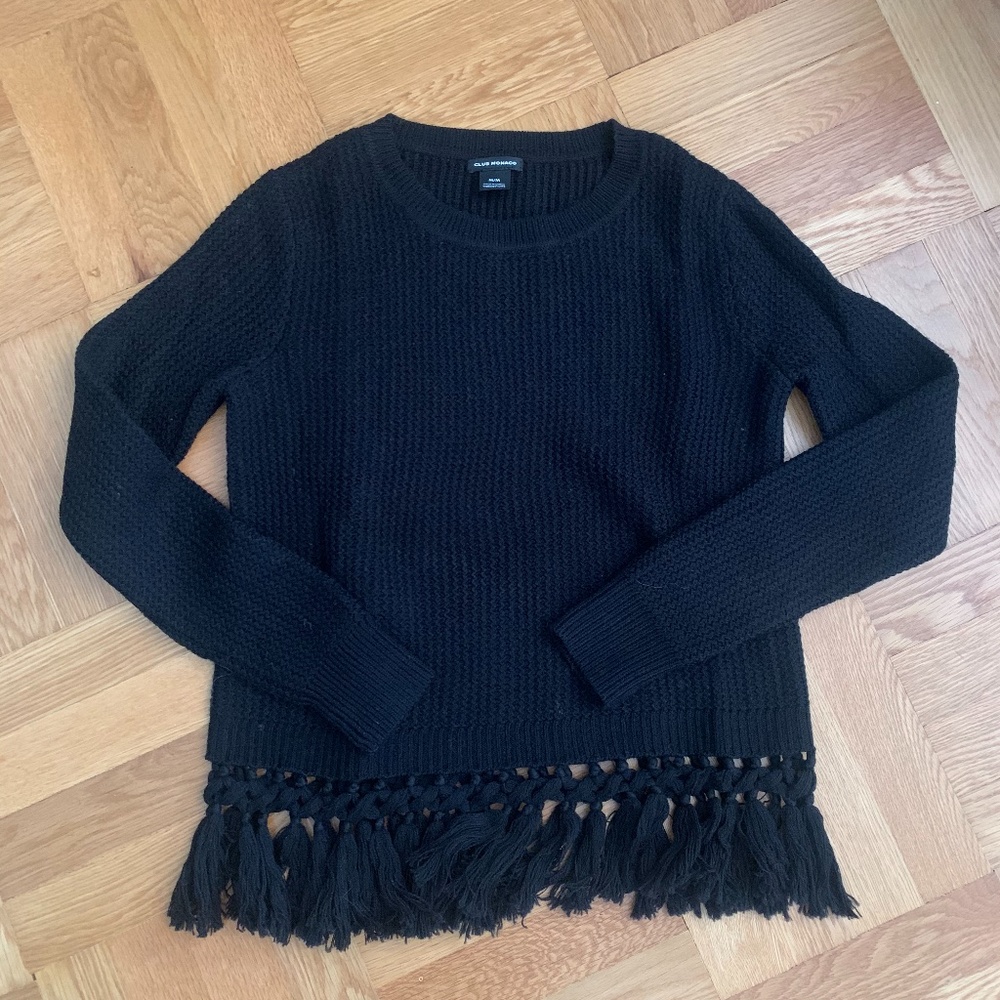 Club Monaco beberly knit fringe sweater